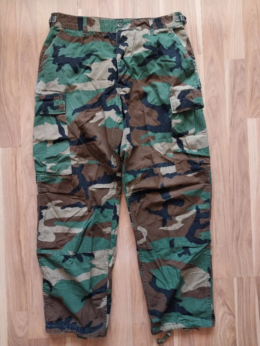 US Military Woodland Camouflage BDU Trousers Hot Weather Ripstop Sz Medium Short